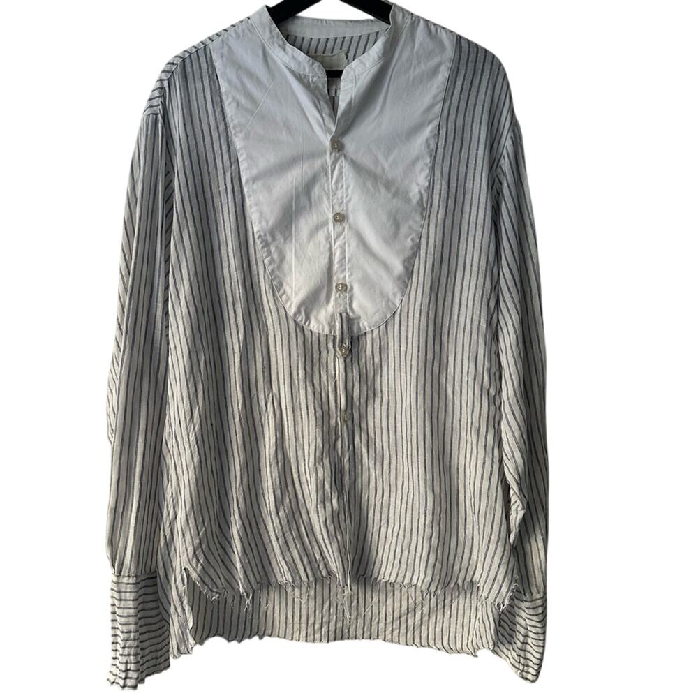 Greg Lauren RARE The Studio Shirt w/ Bib Gatsby Artist size 3 Large Linen Cotton